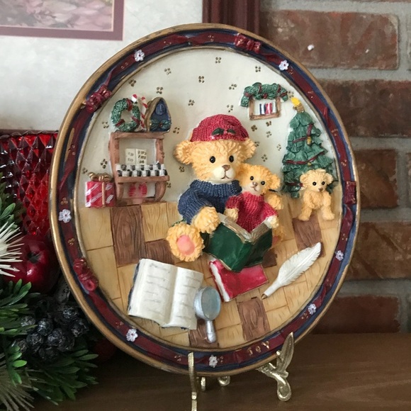 Rare VTG 1970’s Hand Painted 3D Teddy Bear Plate - Picture 3 of 12